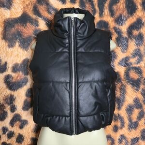 Take Your Shot Faux Leather Puffer Vest